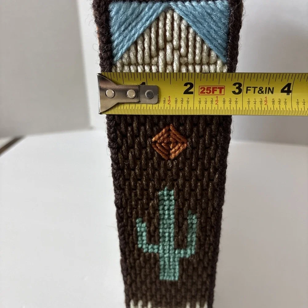 Vintage Handmade Needlepoint Cross Stitch Box Aztec Desert Cactus Purse
